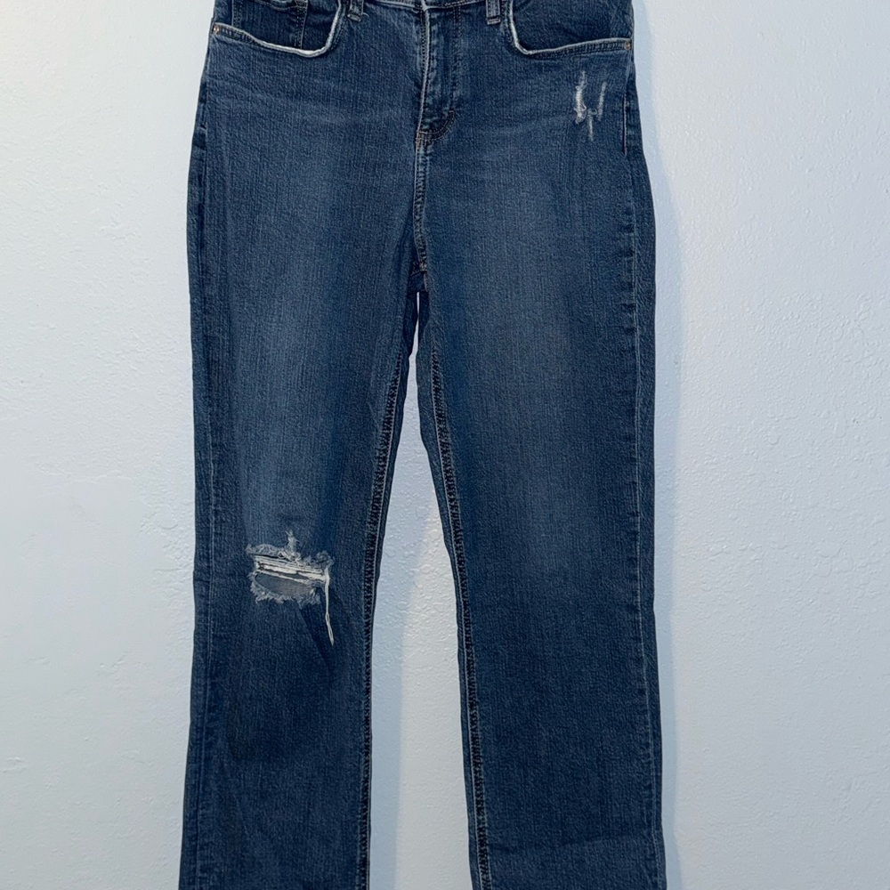 Lee Dark Blue Distressed Ankle Jeans
